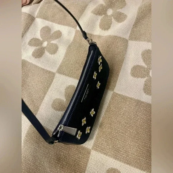 Sam Icon Floral Embellished Denim Mini Pochette